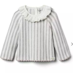 Janie & Jack Baby Girl Striped Ruffle Collar Sweater